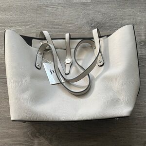 Ivory Pebble Leather Tote Bag